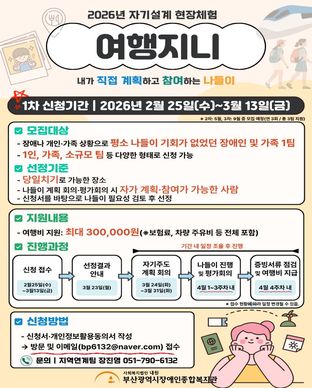 2026년 자기설계 현장체험 여행지니 1차 참여자 모집 모집안내
